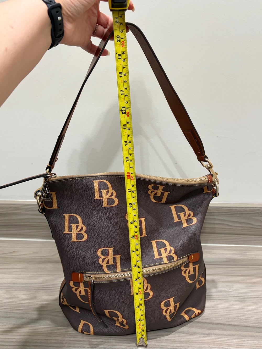 Dooney & Bourke Brown and Tan DB Logo Crossbody
